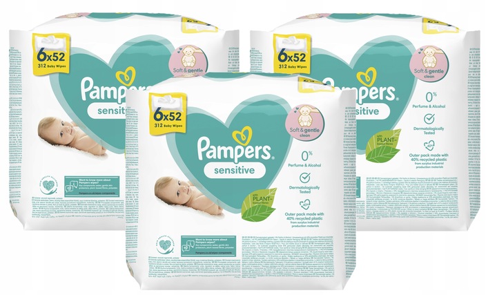 Chusteczki nawilżane Pampers Sensitive 3 x 312 szt.