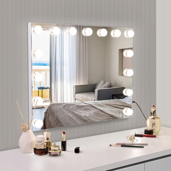 Lusterko kosmetyczne Hollywood stojące lustro do makijażu LED 15