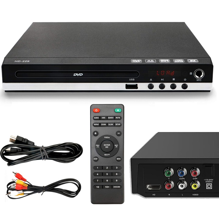 ODTWARZACZ DVD HDMI, CD, HDMI/AV WEJŚCIE USB DO TELEWIZORÓW + PILOT DVD-229