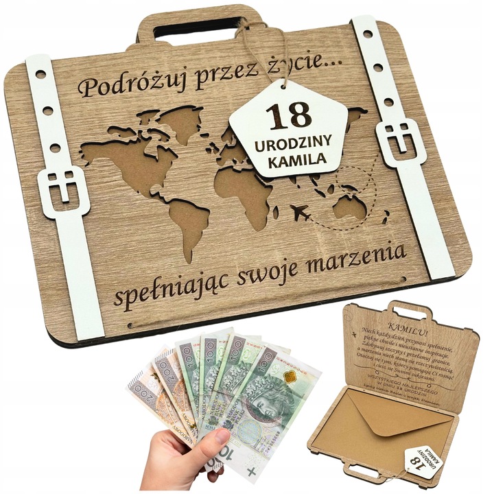 Pudełko na pieniądze Kartka PREZENT na 18 URODZINY dla chłopaka