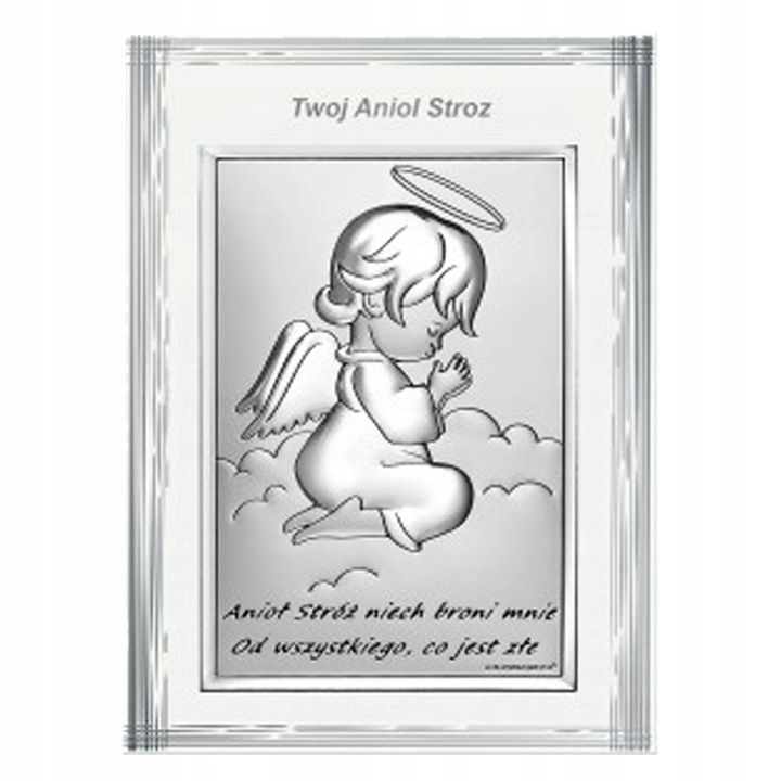 OBRAZEK SREBRNY NA CHRZEST PAMIĄTKA CHRZTU ŚWIĘTEGO ANIOŁEK Z GRAWEREM