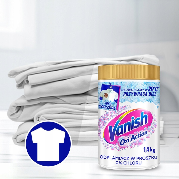 Vanish Oxi Action Odplamiacz w proszku do koloru + do bieli 0% chloru 2,8kg