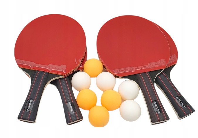 RAKIETKI ZESTAW DO TENISA STOŁOWEGO 4szt + 8szt PIŁKI