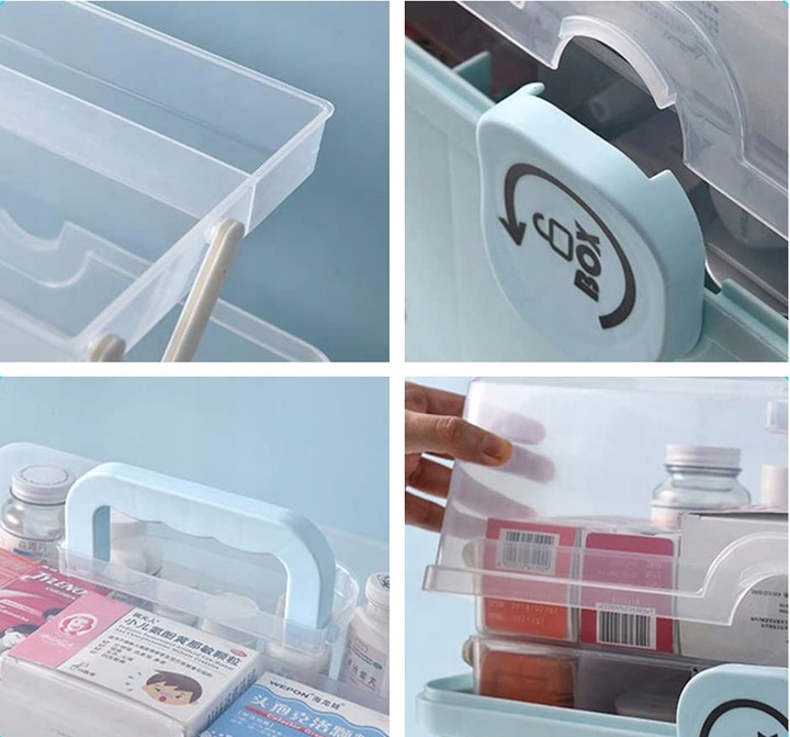 ORGANIZER POJEMNIK NA LEKI KASETKA APTECZKA DWUPOZIOMOWA Z BLOKADĄ DUŻA XXL