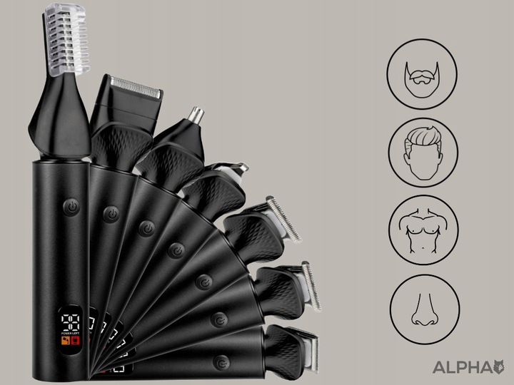 Maszynka Do Strzyżenia Włosów, Brody - Trymer Do Nosa + Golarka Alpha