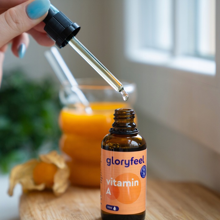KROPLE WITAMINA A w wysokiej dawce - 5000 IU dziennie - 50 ml - gloryfeel
