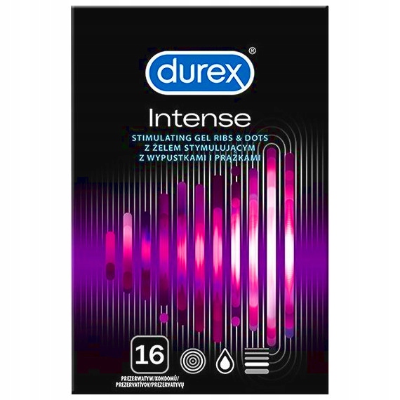 DUREX INTENSE prezerwatywy potęgujące orgazm z wypustkami i prążkami 16 szt