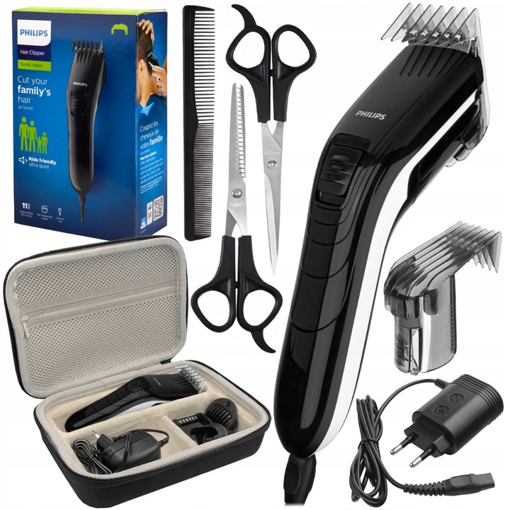 MASZYNKA PHILIPS DO STRZYŻENIA WŁOSÓW MOCNA I CICHA + NASADKA ETUI