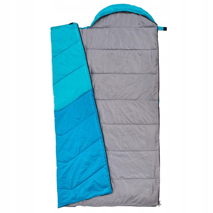 ŚPIWÓR TURYSTYCZNY KOŁDRA Z KAPTUREM PODUSZKĄ SAFARI METEOR lewy