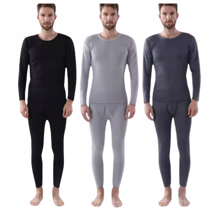 3X MĘSKIE KALESONY ZIMOWE CIEPŁE TERMO POLAROWE BAWEŁNA 3 KOLORY S/M