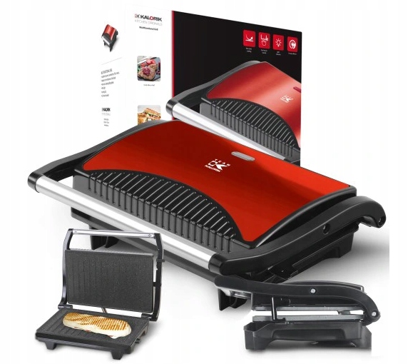 OPIEKACZ 700W TOSTER GRILL ELEKTRYCZNY Czerwony do KANAPEK PANINI