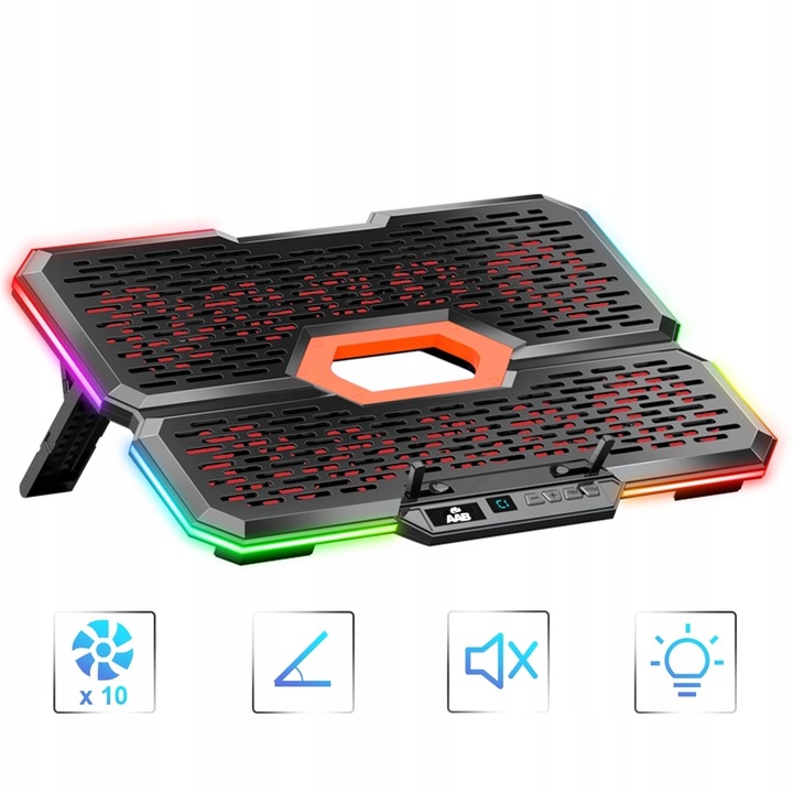 AAB EFFECTUM CICHA PODKŁADKA CHŁODZĄCA LAPTOP PODSTAWKA NOTEBOOK RGB 9-17"