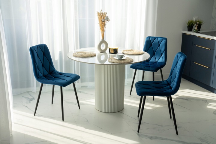 Krzesło Welurowe Loftowe Tapicerowane Pikowane Nowoczesne Do Jadalni