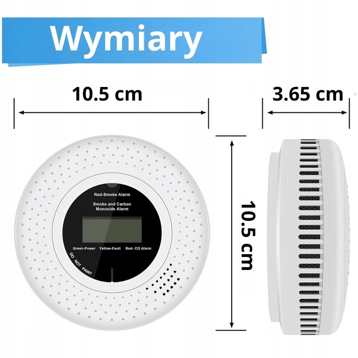 Czujnik detektor czadu i dymu tlenku węgla CO lcd