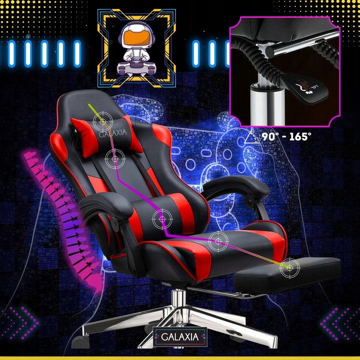 FOTEL GAMINGOWY BIUROWY Obrotowy Z Podnóżkiem Kubełkowy Krzesło Gamingowe