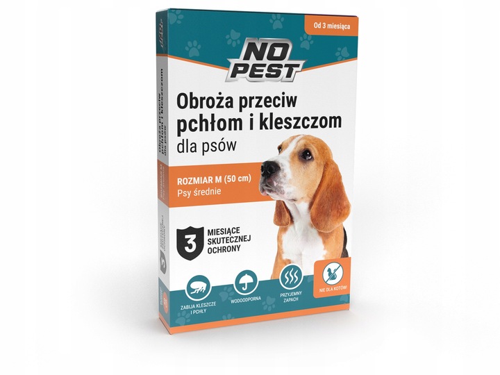 OBROŻA NA KLESZCZE I PCHŁY DLA PSA DLA PSÓW 50CM ROZMIAR M/L NO PEST