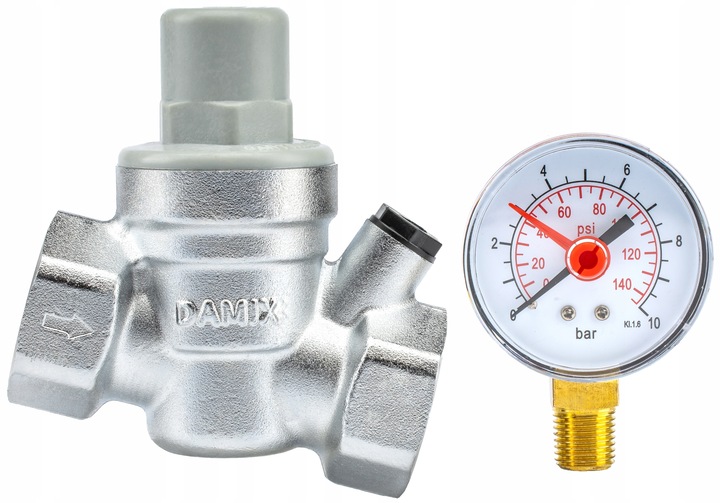 REDUKTOR CIŚNIENIA WODY Z MANOMETREM 1'' DN25 REGULATOR 1,5-6,5 BAR DAMIX