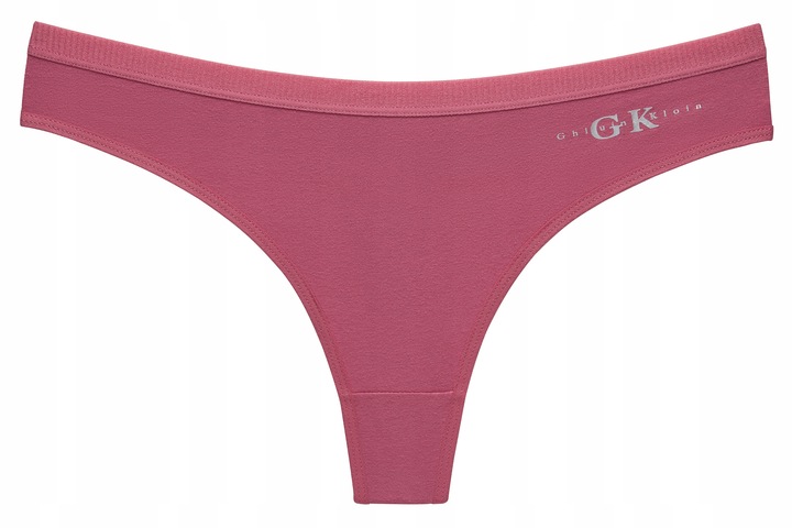 Majtki stringi damskie bawełniane GK zestaw gładkie z napisem
