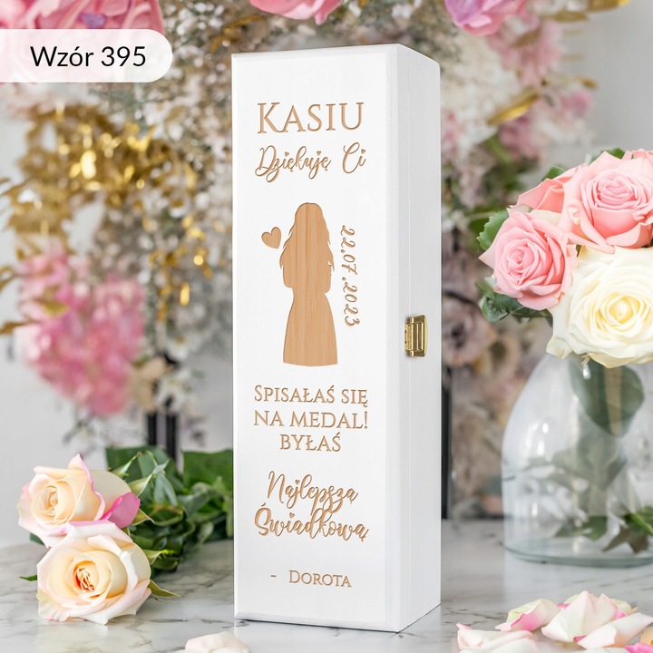 PODZIĘKOWANIE DLA ŚWIADKOWEJ SKRZYNKA NA WINO PREZENT DLA ŚWIADKOWEJ