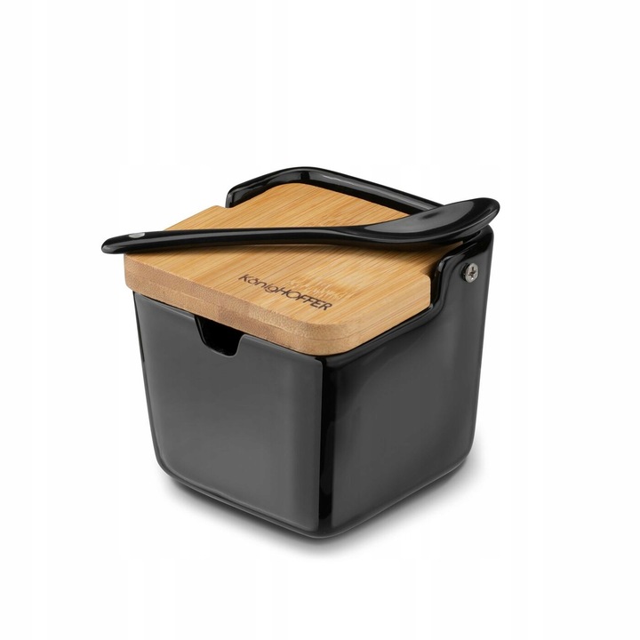 CUKIERNICZKA z Łyżeczką BAMBUSOWA CZARNA Pojemnik Konighoffer Ceramic