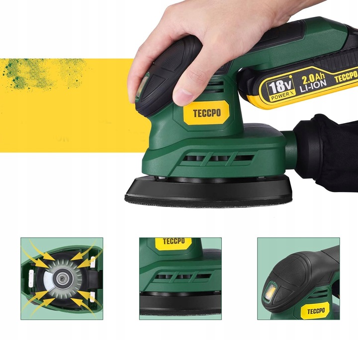 SZLIFIERKA MIMOŚRODOWA OSCYLACYJNA AKUMULATOROWA 2.0mAh 18V Bezpyłowa TECCP