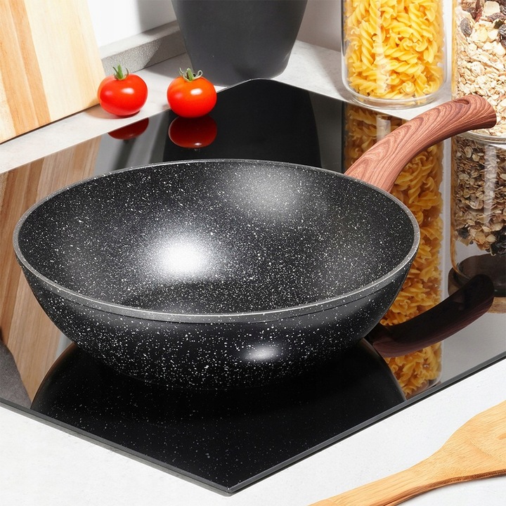 Wok GRANITOWY patelnia głęboka do smażenia duszenia dań azjatyckich 28 cm