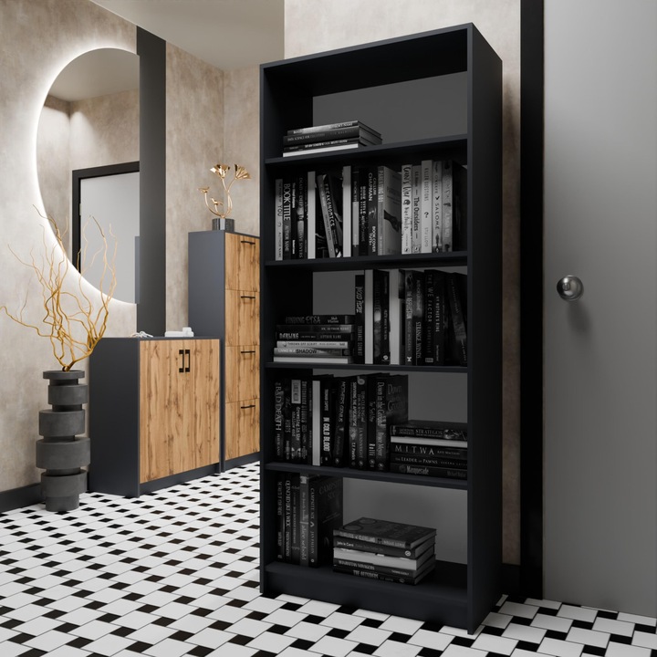 Komoda szafka 2D GRAFIT-WOTAN dwudrzwiowa regał antracyt ROB