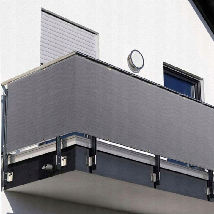 OSŁONA NA BALKON 97% SZARA NA TARAS PŁOT MATA BALKONOWA Z OKUCIAMI