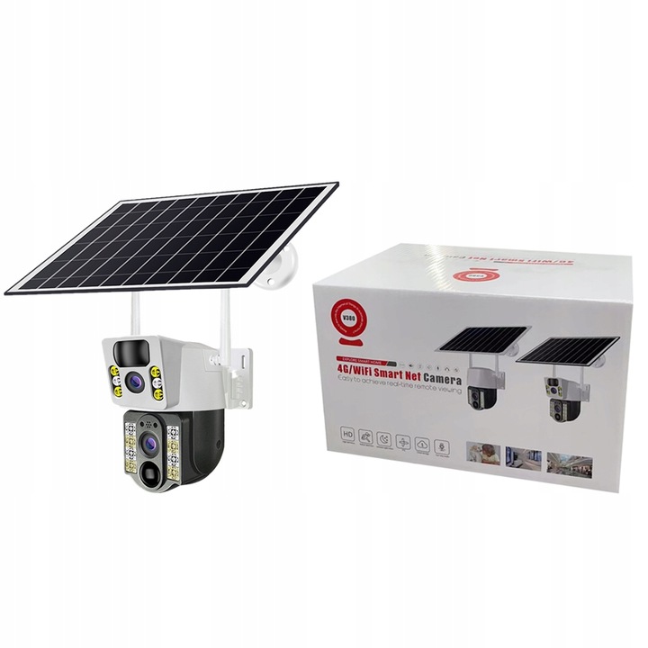 ZEWNĘTRZNA KAMERA SOLARNA TYP-C DWA OBIEKTYWY 8MPx NA KARTE SIM 4G LTE ZOOM