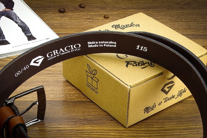 PASEK męski Gracio BRĄZ SZEROKI do spodni JEANS