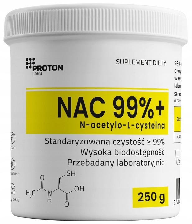 Proton Labs NAC 250 g W PROSZKU 99.52% czysta N-ACETYLO-L-CYSTEINA Detoks