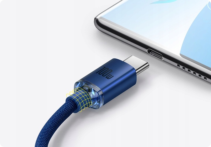 WZMACNIANY KABEL PRZEWÓD BASEUS USB USB-C 100W 6A 2M SZYBKIE ŁADOWANIE