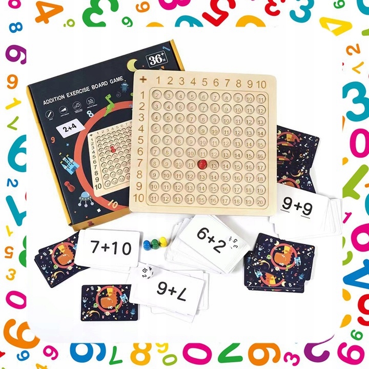 GRA EDUKACYJNA PLANSZOWA TABLICZKA MNOŻENIA + DODAWANIA NAUKA TABLICZKI