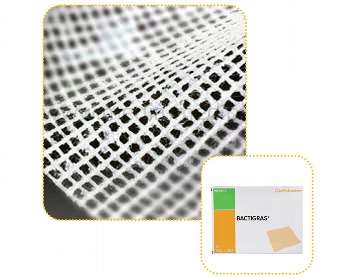 Opatrunek parafinowy z chlorhexydyną Smith&Nephew Bactigras 10x10cm 10 szt.