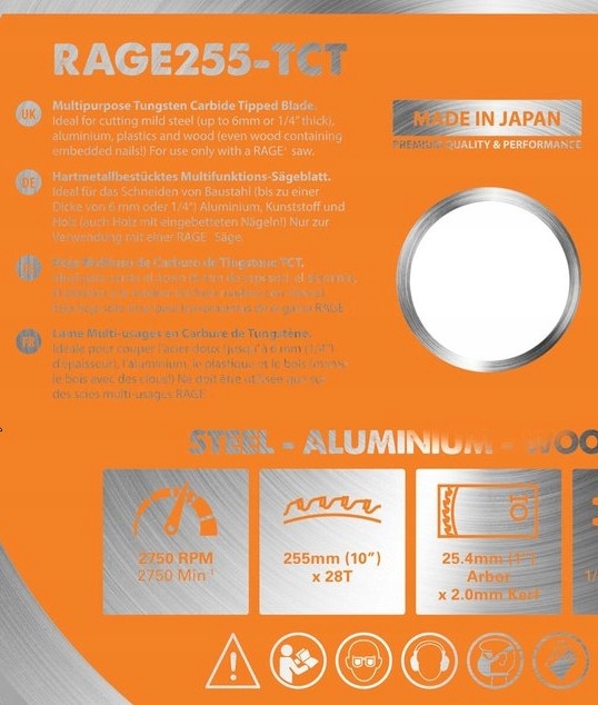 Tarcza piła TCT wielozadaniowa Evolution RAGE 255