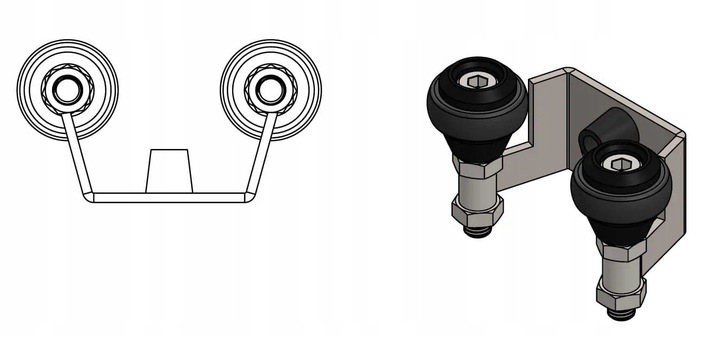mocowanie górne uchwyt górny bram do profilu 40mm guma RAL 7016