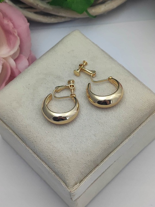 Klipsy do uszu gładkie koła - Francja nowość ślub złote cudo c77