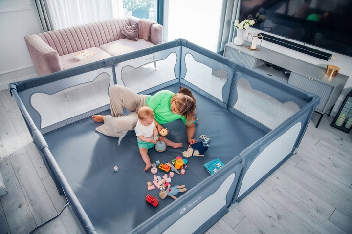 Kojec dla dziecka łóżeczko DUŻY PLAC ZABAW 207x187 cm Lionelo Willow