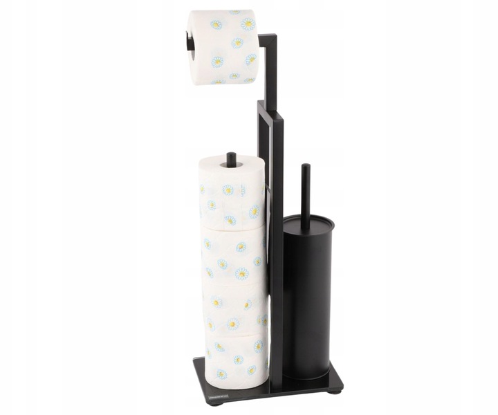 Stojak na papier toaletowy z uchwytem i szczotka do WC czarny loft
