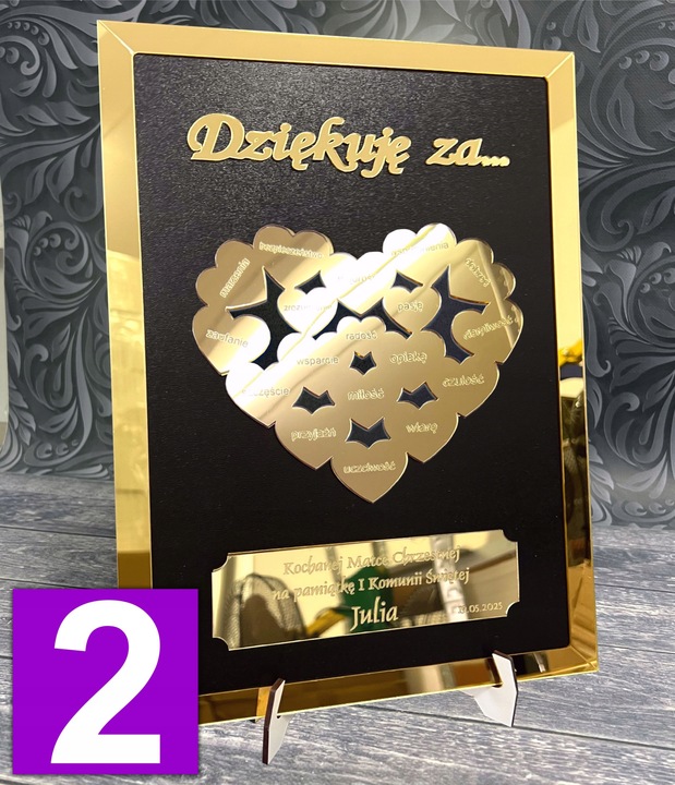 Podziękowanie dla Chrzestnych Dziadków Rodziców Prezent obraz 3D