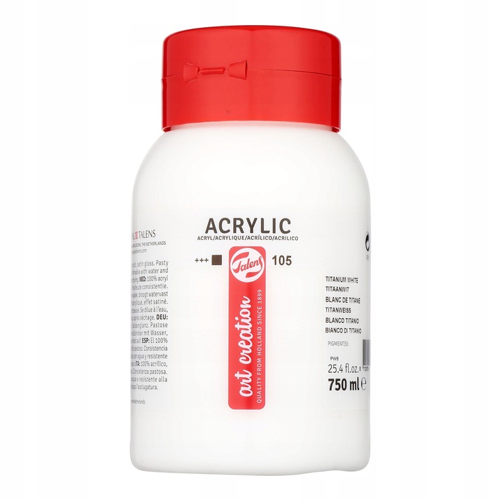 Farba akrylowa 750ml Titanium White TALENS ART CREATION 105