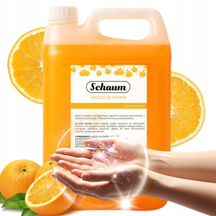 MYDŁO W PŁYNIE do rąk Wydajne Orzeźwiające Pomarańczowe Zapas Baniak 5L