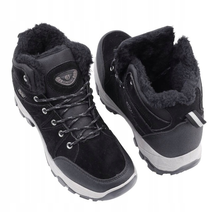 CZARNE BUTY SPORTOWE MĘSKIE ZIMOWE OCIEPLANE ŚNIEGOWCE TRAPERY DLA