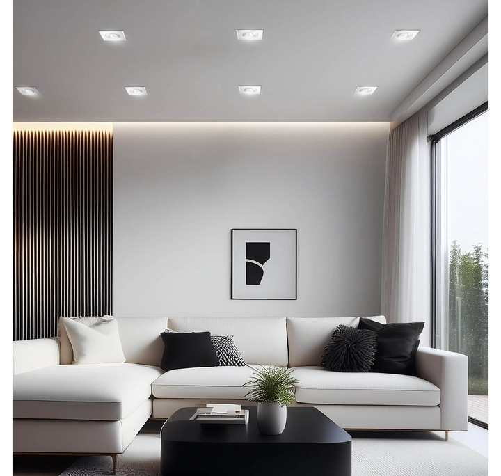 6x oprawa halogenowa SZKLANA kwadrat + LED GU10 5W