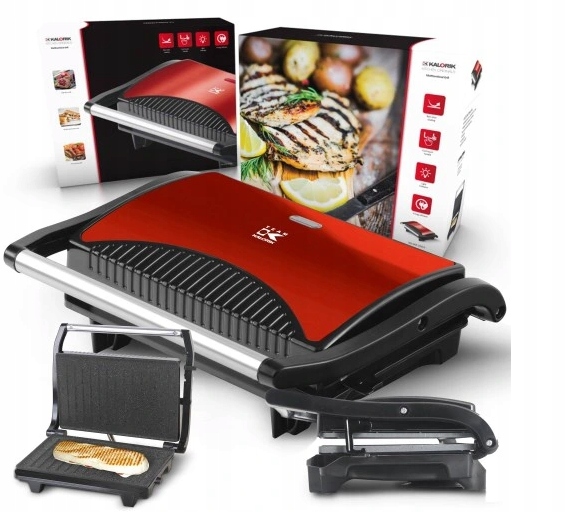 OPIEKACZ 700W TOSTER GRILL ELEKTRYCZNY Czerwony do KANAPEK PANINI