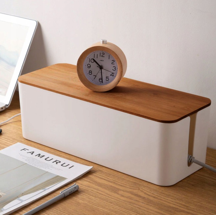 POJEMNIK ORGANIZER NA KABLE LISTWY BOX DREWNO L