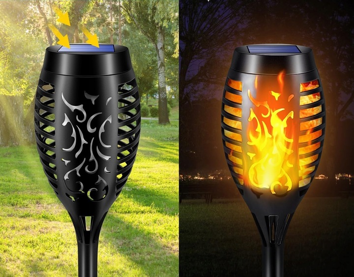 LAMPA SOLARNA POCHODNIA LAMPKI SOLARNE DO OGRODU OGRODOWE LED 4 SZTUKI