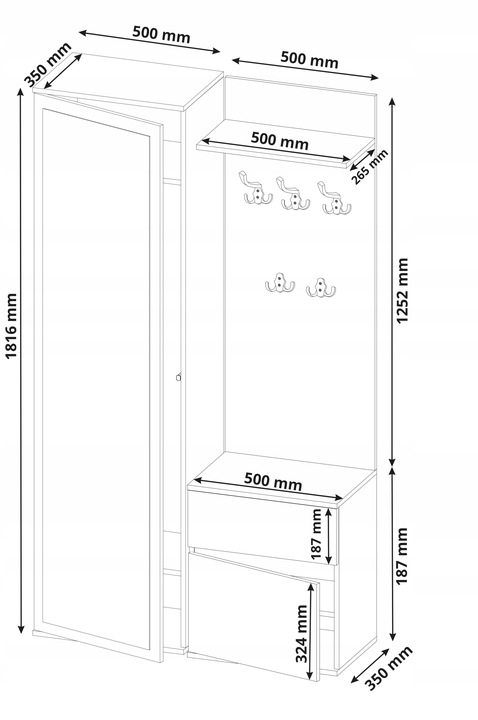 Garderoba szafa lustro wieszak szafka na buty artisan V-5 Producent