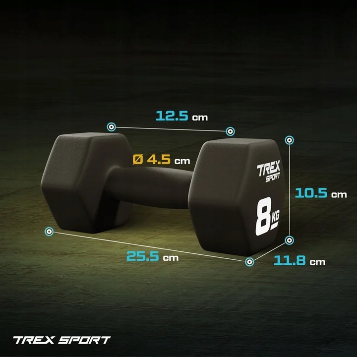 Zestaw 2x8kg hantle żeliwne hantelki ciężarki do ćwiczeń fitness Trex