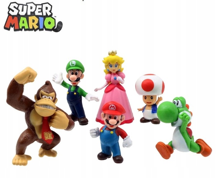 6x FIGURKI SUPER MARIO BROS LUIGI PEACH YOSHI TOAD